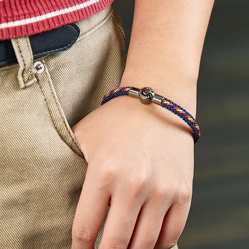 FuAttract Luck Harmony & Traditional Blessings Five Color Cord Stainless Steel Magnetic Clasp Bracelet - image 3