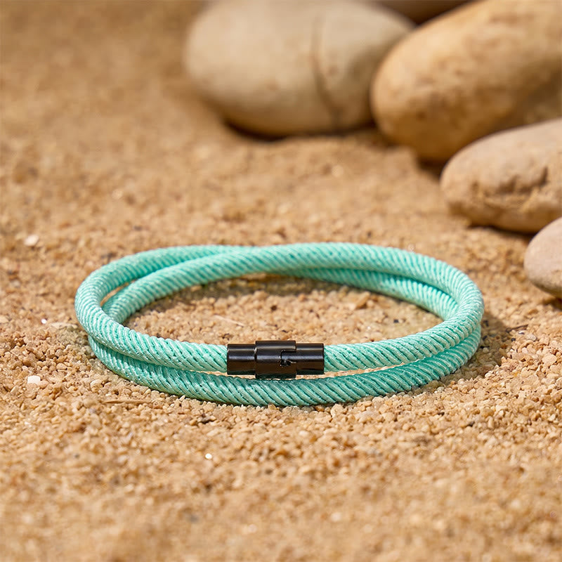 FuAttract Stability Strength & Calm Minimalist Braided Cord Double Layer Bracelet - Lake Blue - image 12