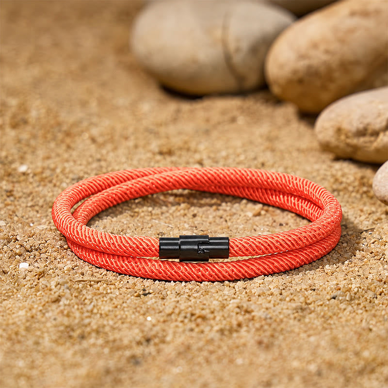 FuAttract Stability Strength & Calm Minimalist Braided Cord Double Layer Bracelet - Orange - image 11