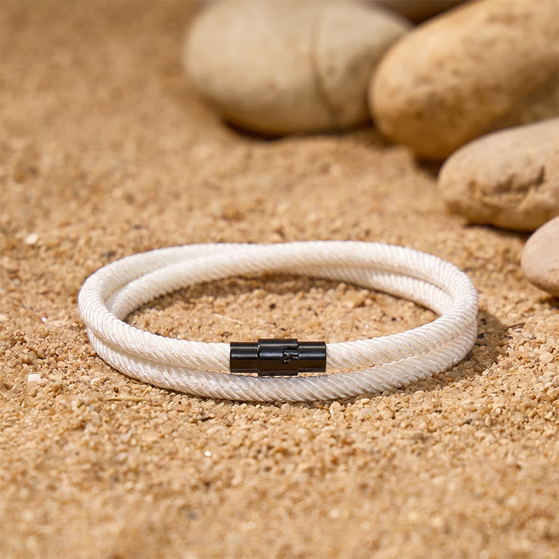 FREE Today:  Stability Strength & Calm Minimalist Braided Cord Double Layer Bracelet - White - image 15