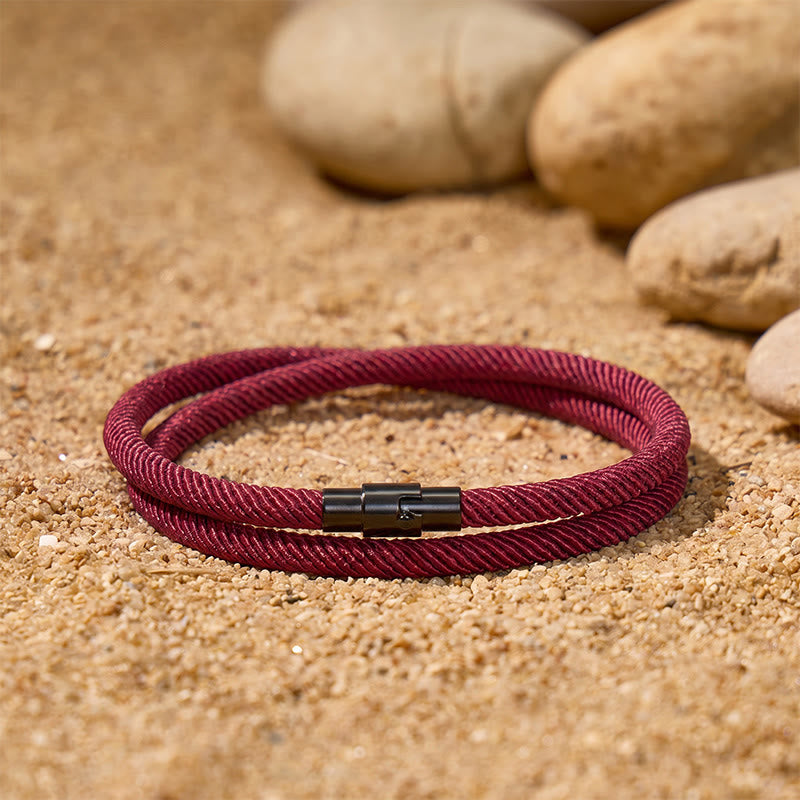 FuAttract Stability Strength & Calm Minimalist Braided Cord Double Layer Bracelet - Wine - image 16