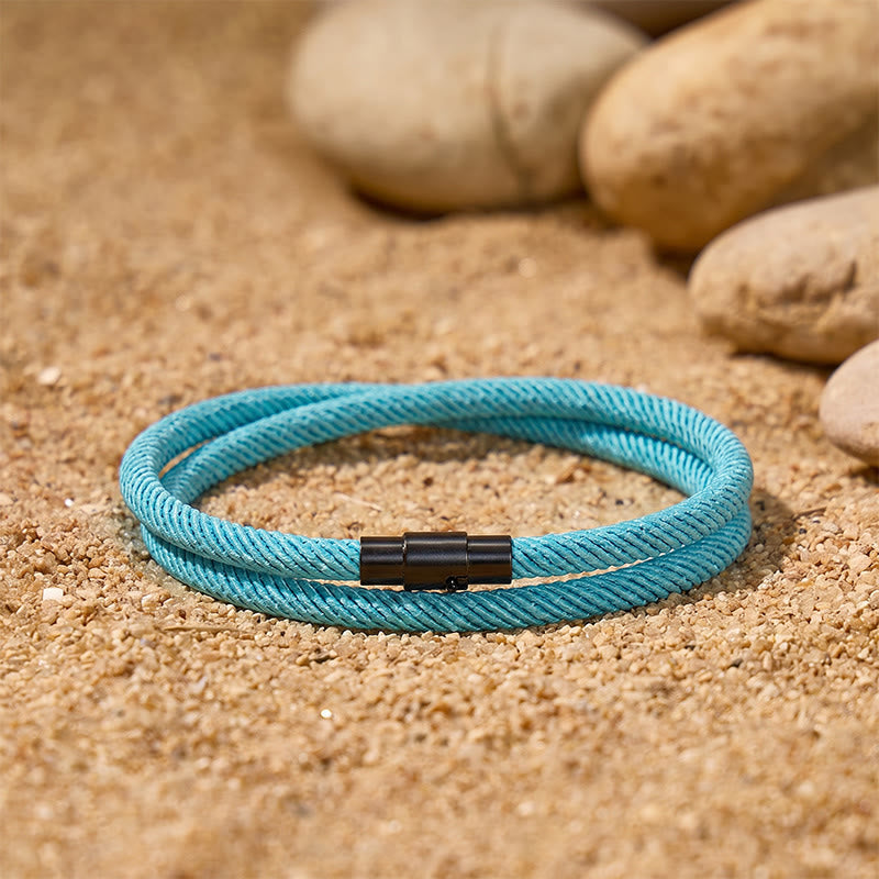 FuAttract Stability Strength & Calm Minimalist Braided Cord Double Layer Bracelet - Sky Blue - image 18