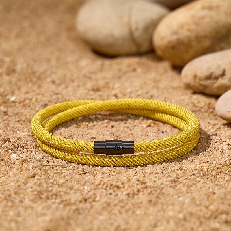 FuAttract Stability Strength & Calm Minimalist Braided Cord Double Layer Bracelet - ginger yellow - image 9