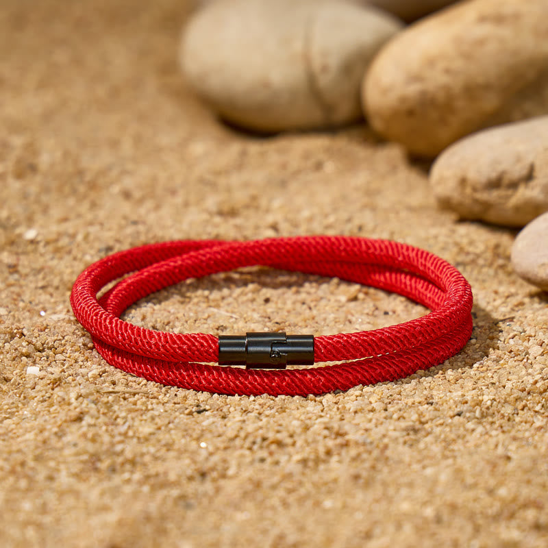 FuAttract Stability Strength & Calm Minimalist Braided Cord Double Layer Bracelet - Red - image 0