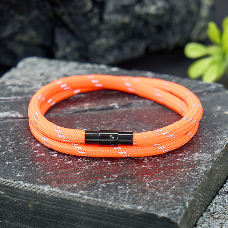 FuAttract Strength Courage & Resilience Stainless Steel Magnetic Clasp Double Layer Sport Outdoor Rope Bracelet - Orange 1 - 23cm - image 12