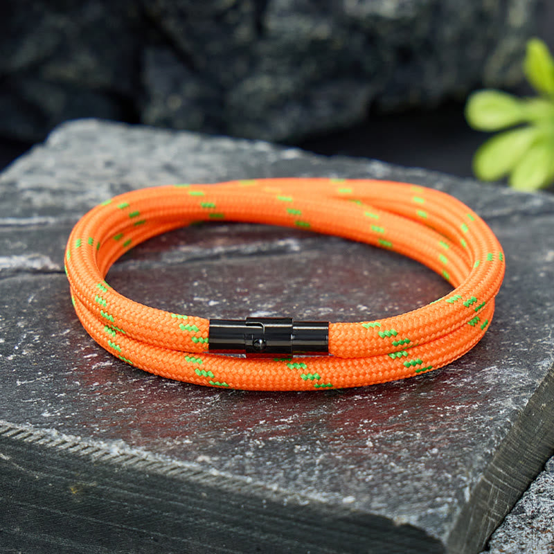 FuAttract Strength Courage & Resilience Stainless Steel Magnetic Clasp Double Layer Sport Outdoor Rope Bracelet - Orange 2 - 23cm - image 13