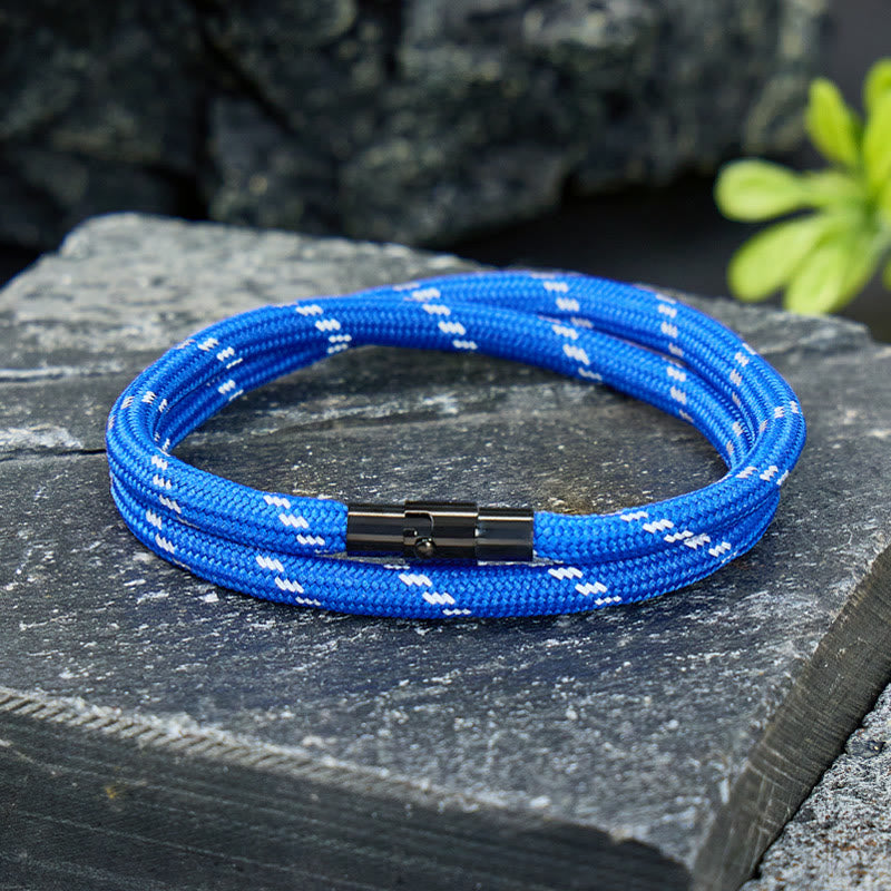 FuAttract Strength Courage & Resilience Stainless Steel Magnetic Clasp Double Layer Sport Outdoor Rope Bracelet - Blue - 23cm - image 8