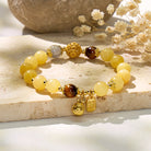 FuAttract Wealth Luck & Harmony Yellow Jade Wealth Beast Linglong Ball Fu Character Plate Bracelet - 8mm - image 0