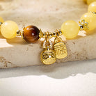 FuAttract Wealth Luck & Harmony Yellow Jade Wealth Beast Linglong Ball Fu Character Plate Bracelet - image 3