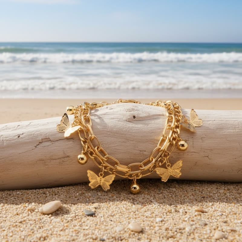 FREE Today: Grace Freedom & Confidence Fashion Butterfly Tassel Double Layer Bracelet - image 2