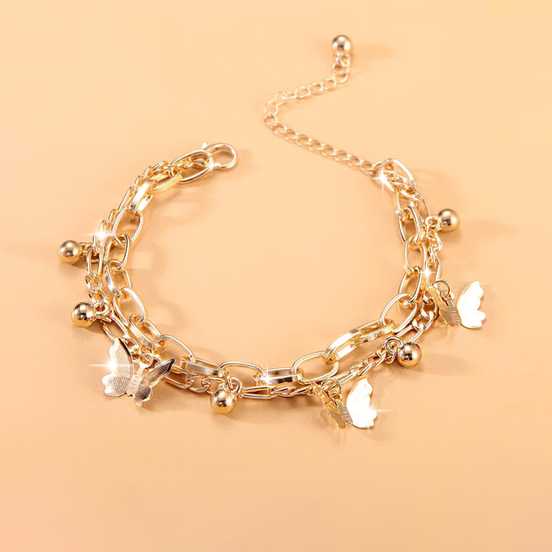 FREE Today: Grace Freedom & Confidence Fashion Butterfly Tassel Double Layer Bracelet - Golden - image 0