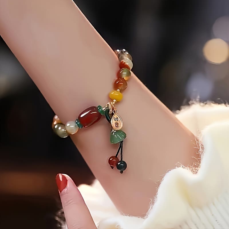 FREE Today: Joy Creativity & Colorful Harmony Vintage Pompom Pendant Colorful Glaze Bead Bracelet - 8mm - image 0