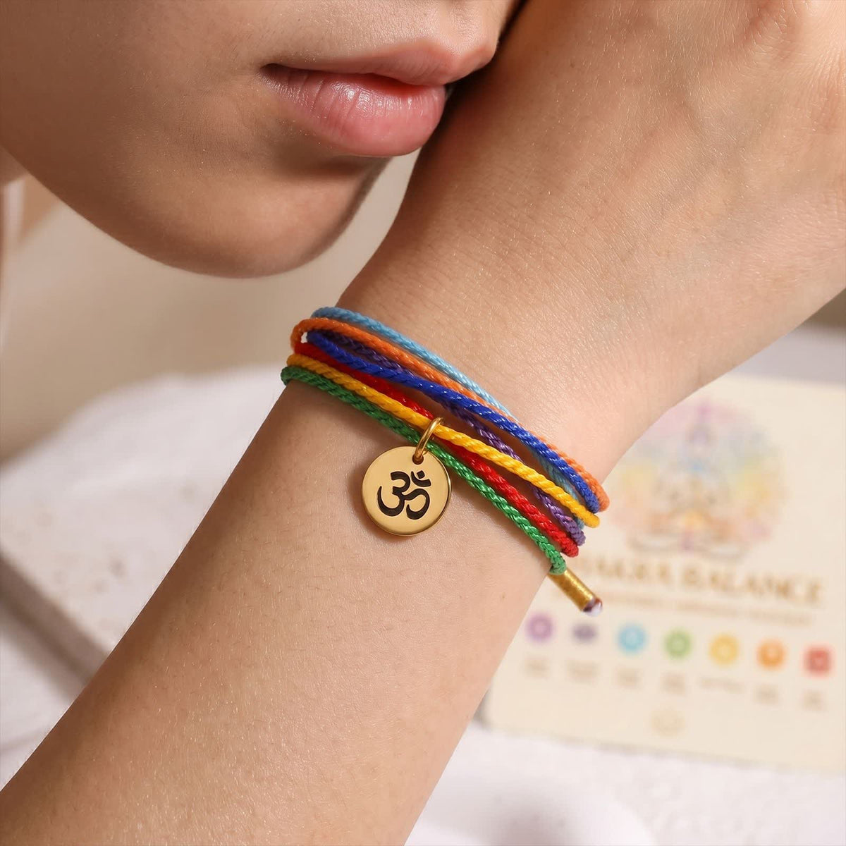 FREE Today: Alignment Harmony & Growth 7 Chakra OM Pendant Colorful Braided Bracelet - image 3