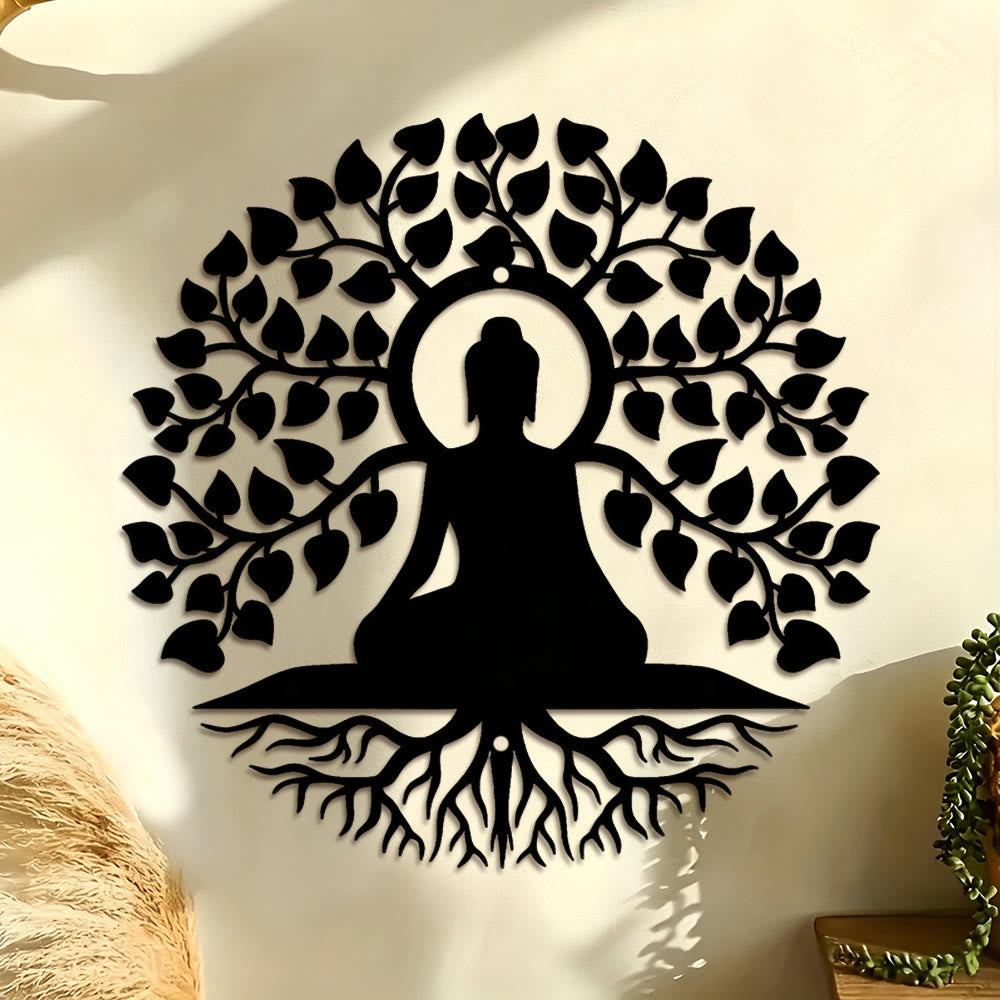FuAttract Wisdom Harmony & Peace Vintage Tree of Life Buddha Metal Wall Decor Home Art Decoration - image 0