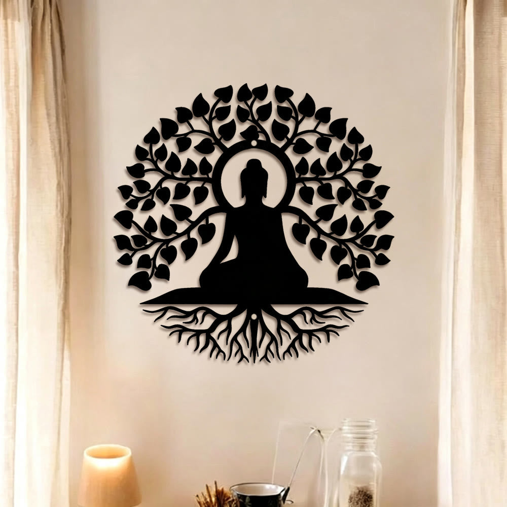 FuAttract Wisdom Harmony & Peace Vintage Tree of Life Buddha Metal Wall Decor Home Art Decoration - image 1