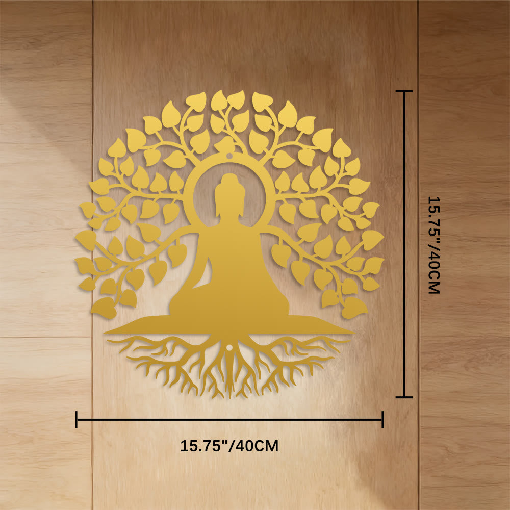 FuAttract Wisdom Harmony & Peace Vintage Tree of Life Buddha Metal Wall Decor Home Art Decoration - Gold - 15.75"*15.75"*0.04"/40*40*0.1cm - image 14