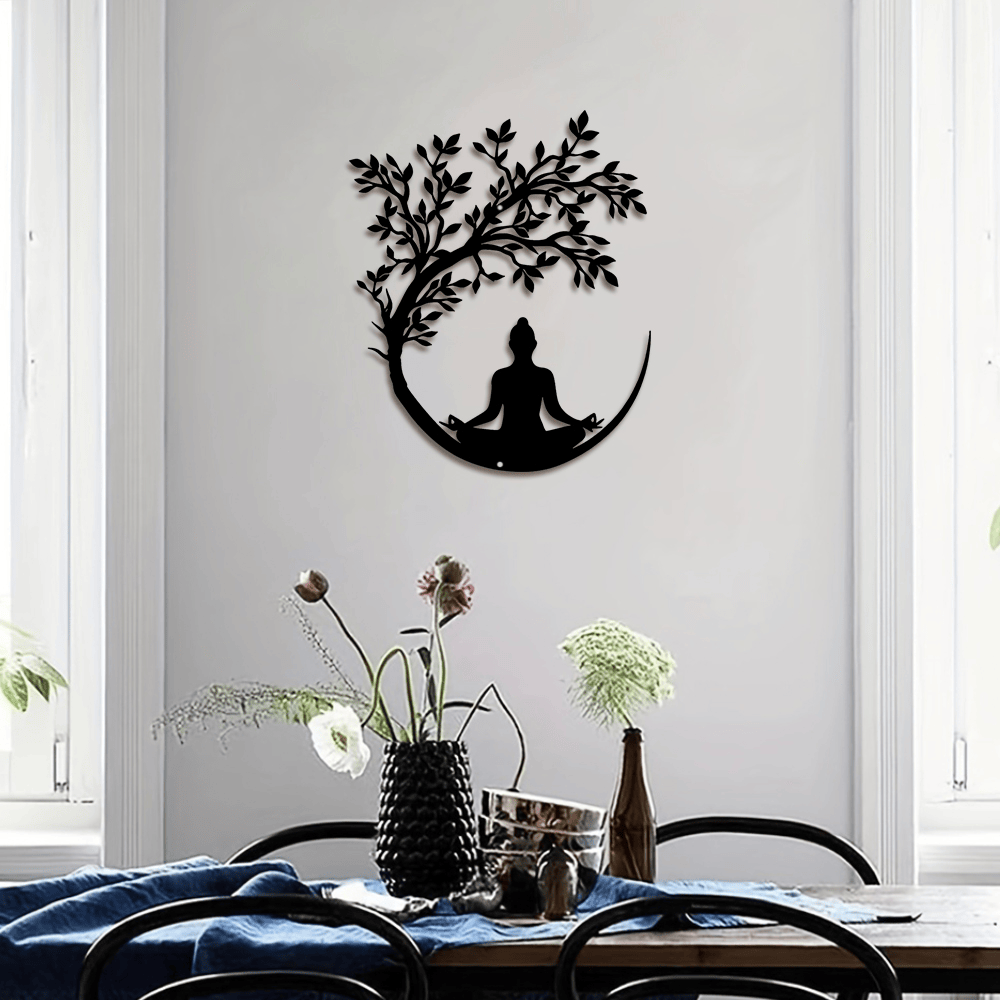 FuAttract Wisdom Serenity & Inner Harmony Tree of Life Meditation Buddha Metal Wall Decor Home Art Decor - image 1