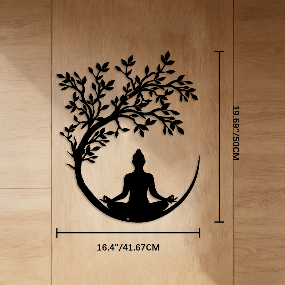 FuAttract Wisdom Serenity & Inner Harmony Tree of Life Meditation Buddha Metal Wall Decor Home Art Decor - Black - 16.4"*19.69"*0.12"/41.67*50*0.12cm - image 4
