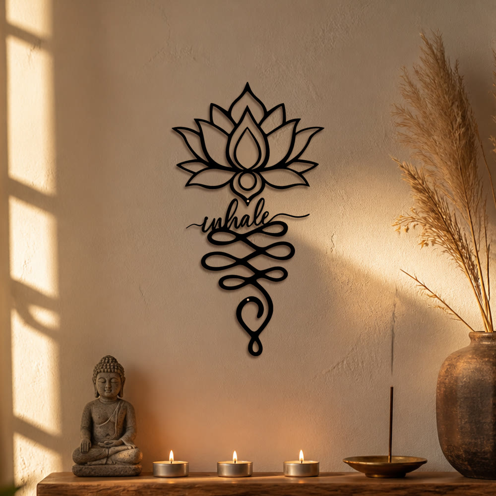 FuAttract Calm Mindfulness & Focus Lotus Inhale Metal Wall Decor Home Art  Decor - image 1