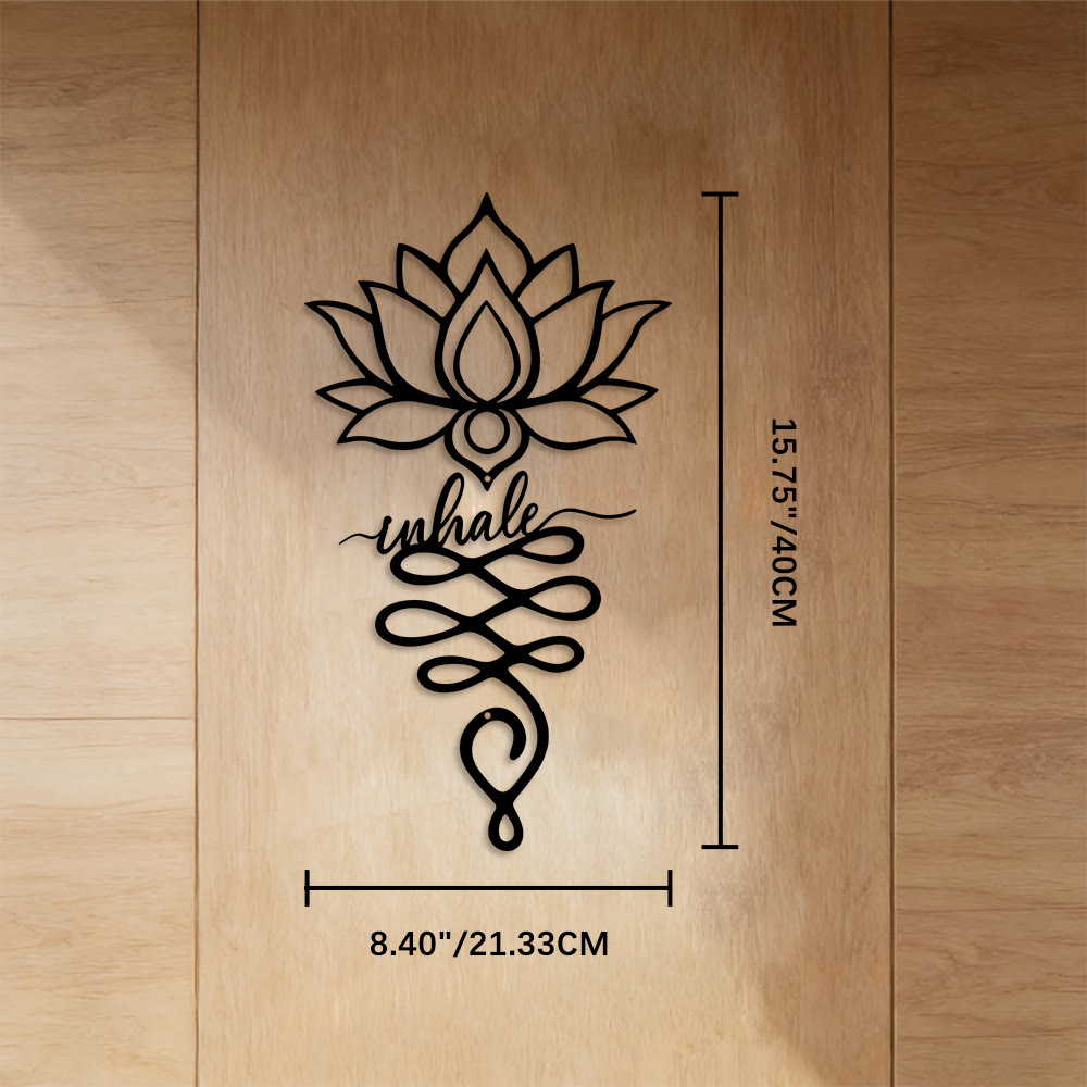 FuAttract Calm Mindfulness & Focus Lotus Inhale Metal Wall Decor Home Art  Decor - Black - 8.40"*15.75"*0.04"/21.33*40*0.1cm - image 4