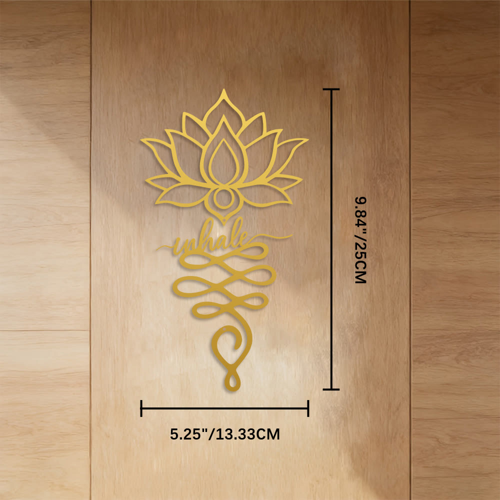 FuAttract Calm Mindfulness & Focus Lotus Inhale Metal Wall Decor Home Art  Decor - Golden - 5.25"*9.84"*0.04"/13.33*25*0.1cm - image 12