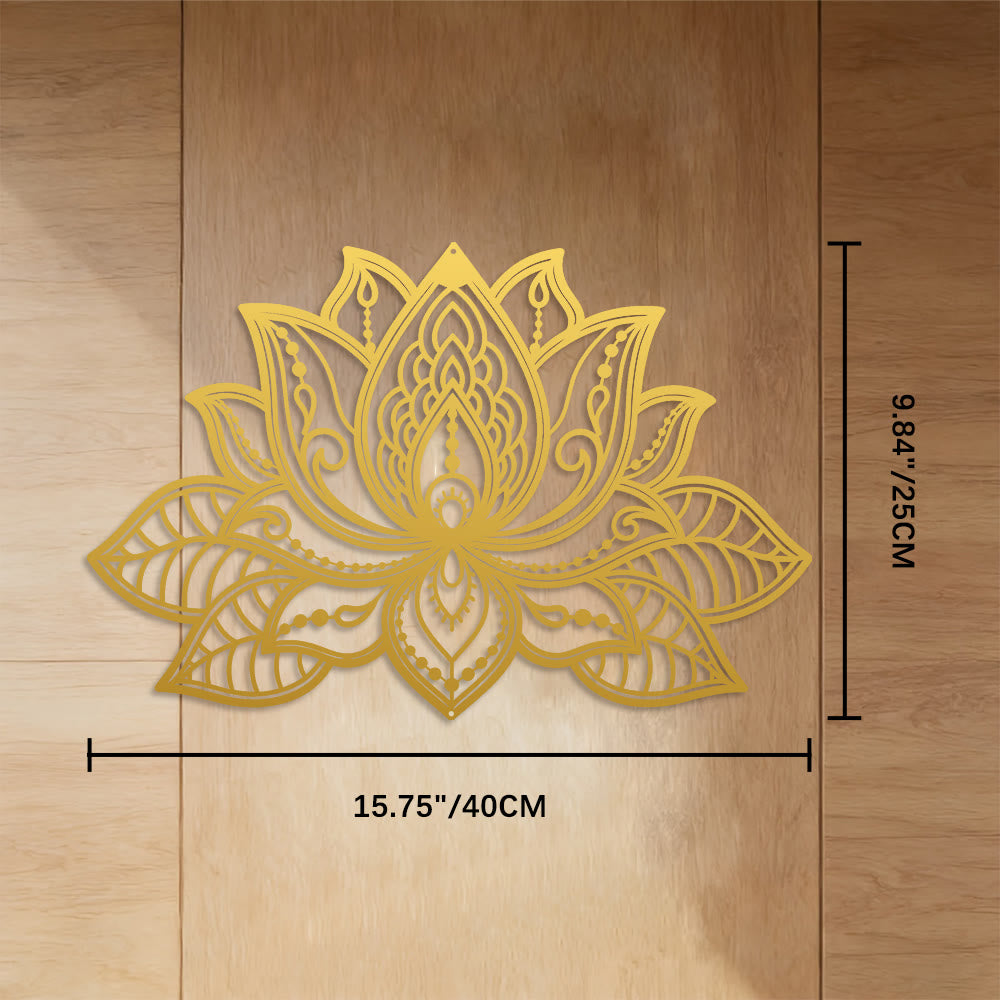 FuAttract Purity Serenity & Elegant Energy Lotus Mandala Metal Wall Decor Home Art Decor - Golden - 15.75"*9.84"*0.04"/40*25*0.1cm - image 14