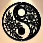 FuAttract Balance Harmony & Calm Yin Yang With Black White Flower Metal Wall Decor Home Art Decor - image 0