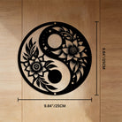 FuAttract Balance Harmony & Calm Yin Yang With Black White Flower Metal Wall Decor Home Art Decor - Black - 9.84"*9.84"*0.04"/25*25*0.1cm - image 3