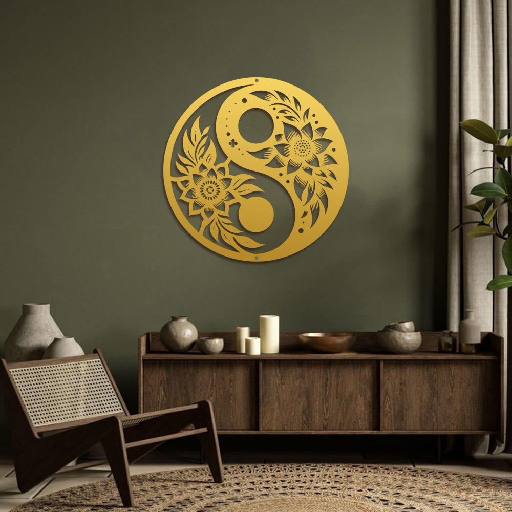FuAttract Balance Harmony & Calm Yin Yang With Black White Flower Metal Wall Decor Home Art Decor - image 18