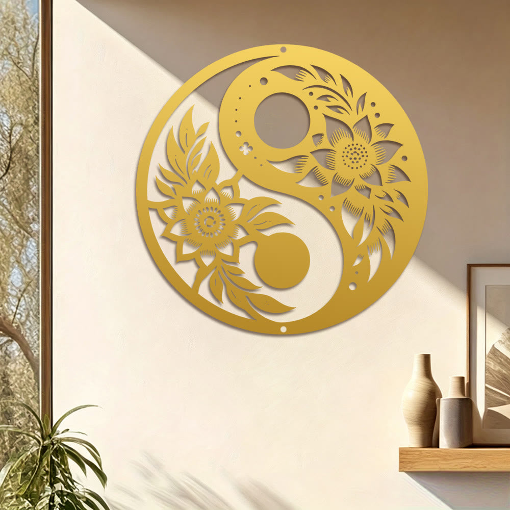 FuAttract Balance Harmony & Calm Yin Yang With Black White Flower Metal Wall Decor Home Art Decor - image 17