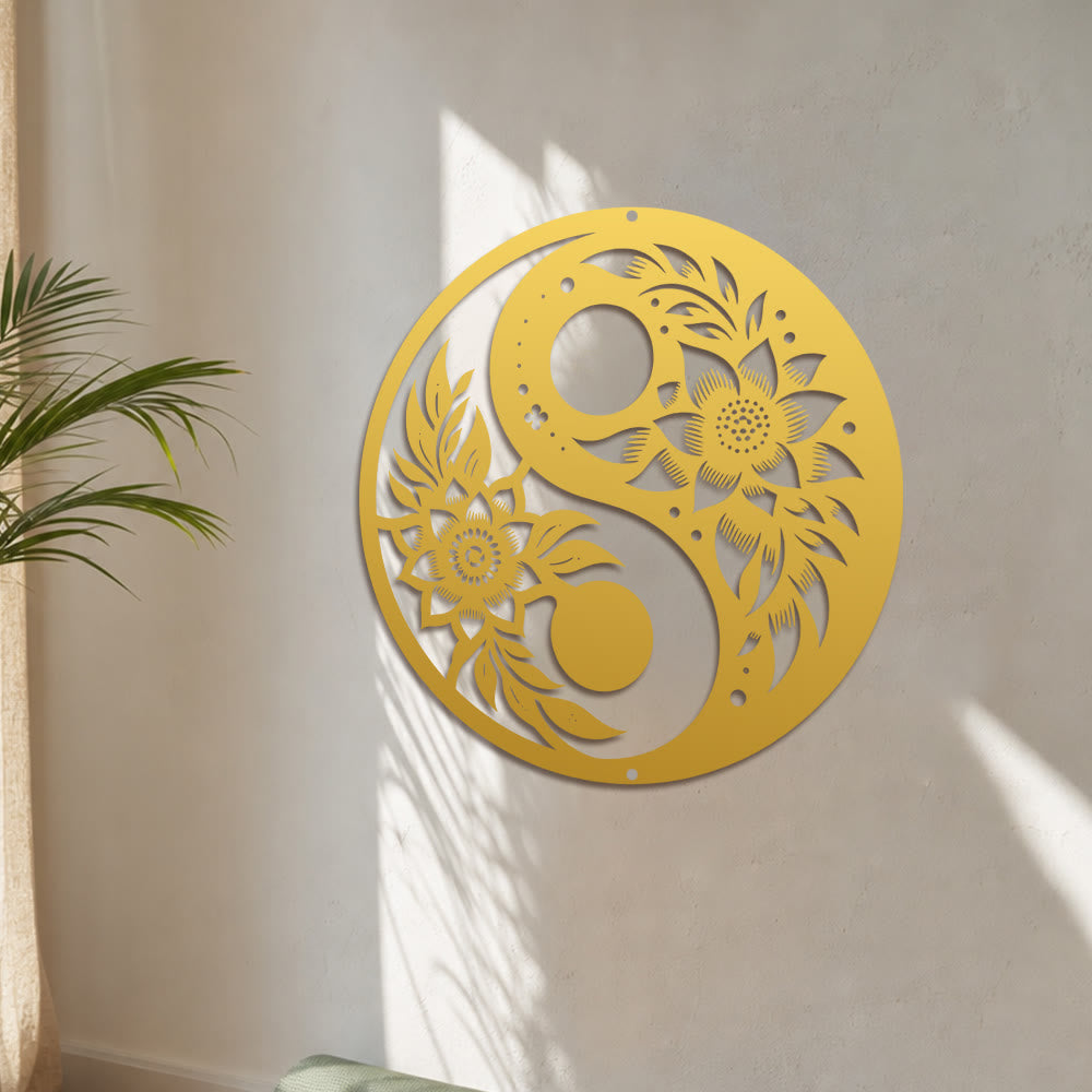 FuAttract Balance Harmony & Calm Yin Yang With Black White Flower Metal Wall Decor Home Art Decor - image 11