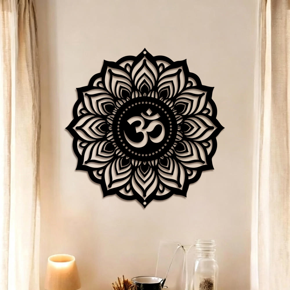 FuAttract Wisdom Serenity & Calm Om Mani Mantra Mandala Meditation Metal Wall Decor Home Art Decor - image 1