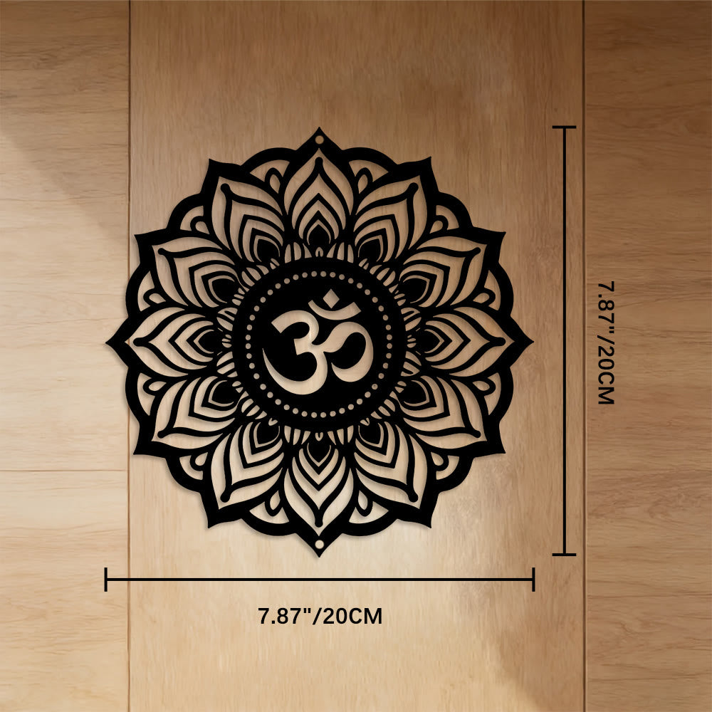 FuAttract Wisdom Serenity & Calm Om Mani Mantra Mandala Meditation Metal Wall Decor Home Art Decor - Black - 7.87"*7.87"*0.04"/20*20*0.1cm - image 2