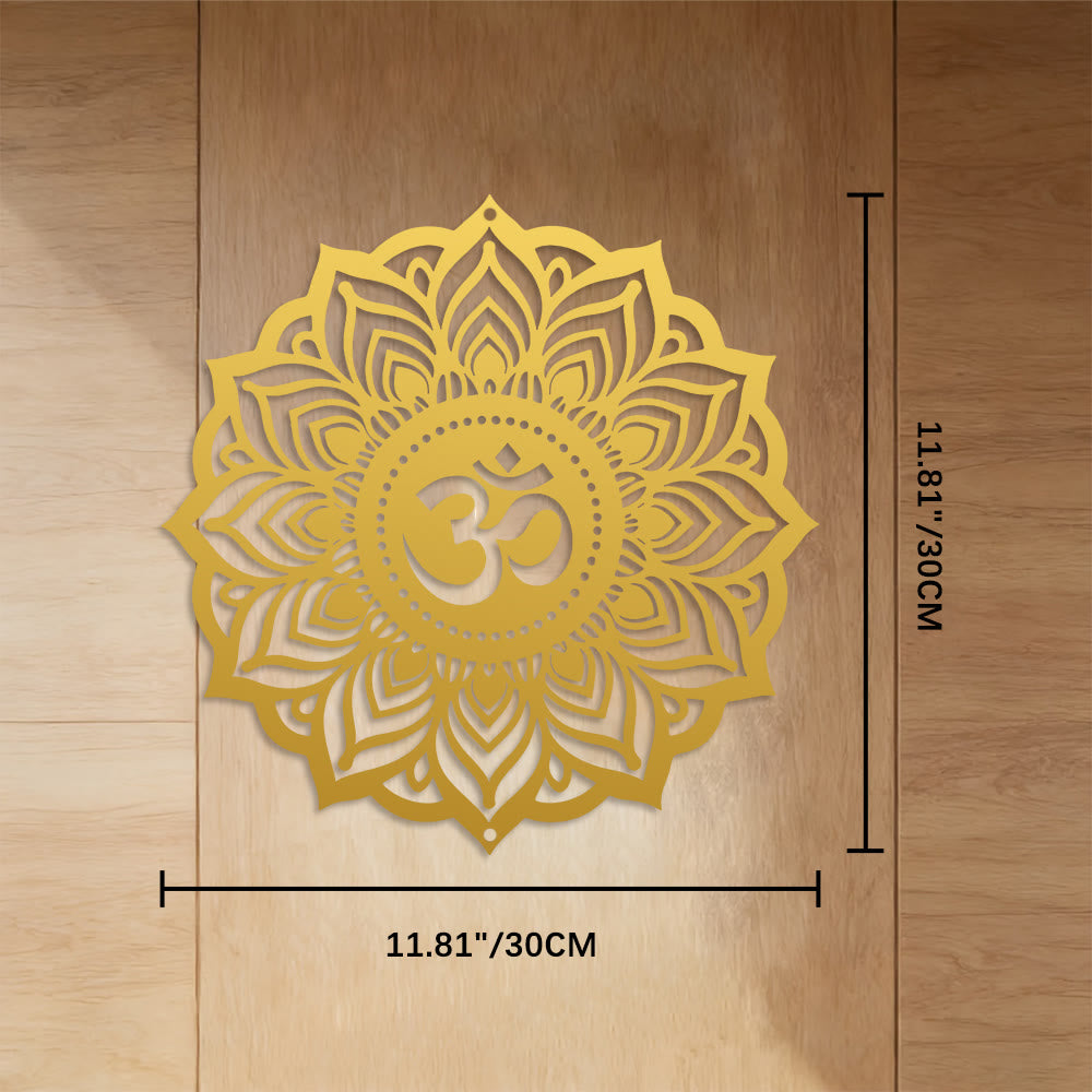 FuAttract Wisdom Serenity & Calm Om Mani Mantra Mandala Meditation Metal Wall Decor Home Art Decor - Golden - 11.81"*11.81"*0.04"/30*30*0.1cm - image 14