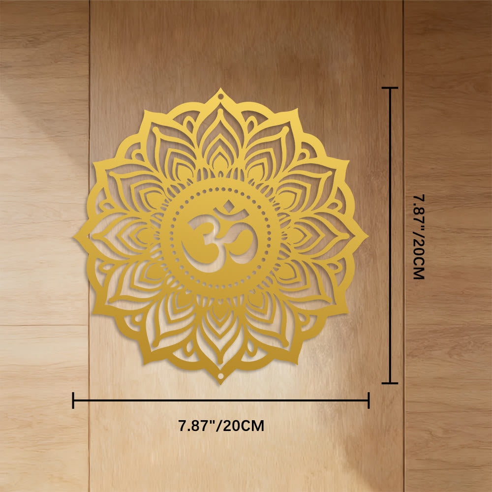 FuAttract Wisdom Serenity & Calm Om Mani Mantra Mandala Meditation Metal Wall Decor Home Art Decor - Golden - 7.87"*7.87"*0.04"/20*20*0.1cm - image 12