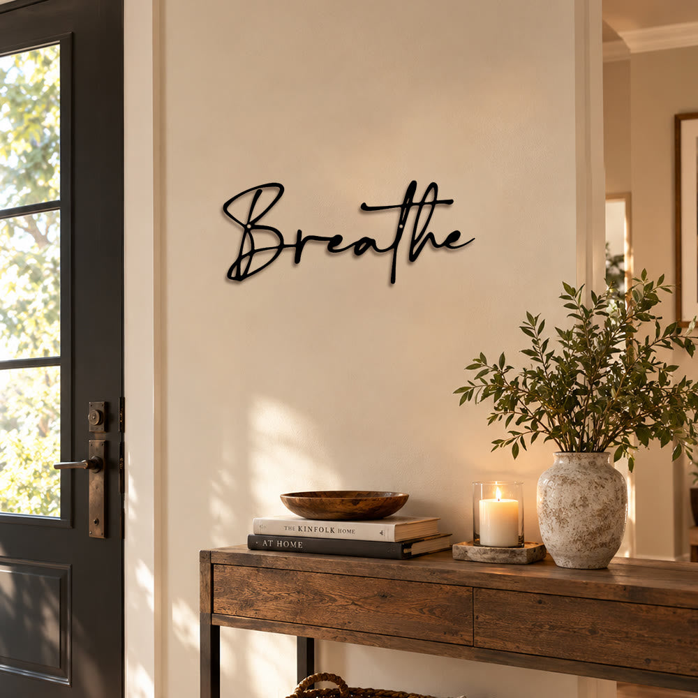 FuAttract Calm Awareness & Clarity Breathe Classic Text Design Metal Wall Decor Home Art Decor - image 1
