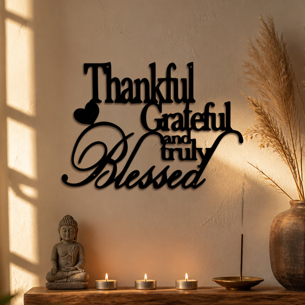 FuAttract Gratitude Joy & Appreciation Thankful Grateful And Truly Blessed Metal Wall Decor Home Art Decor - image 1