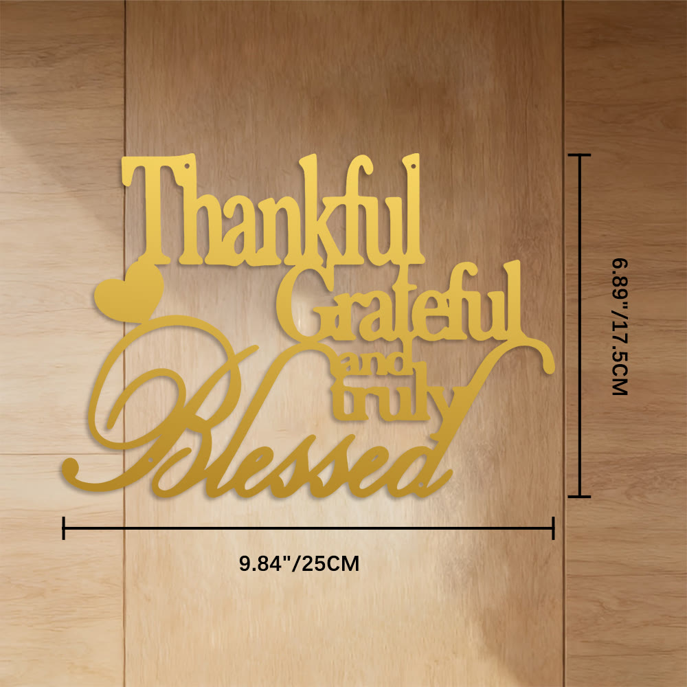 FuAttract Gratitude Joy & Appreciation Thankful Grateful And Truly Blessed Metal Wall Decor Home Art Decor - Golden - 9.84"*6.89"*0.04"/25*17.5*0.1cm - image 13