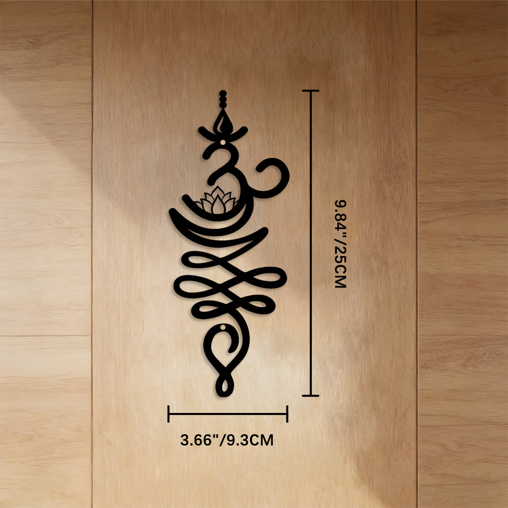 FuAttract Serenity Purity & Wisdom Om Lotus Metal Wall Decor Home Art Decor - Black - 3.66"*9.84"*0.04"/9.3*25*0.1cm - image 2