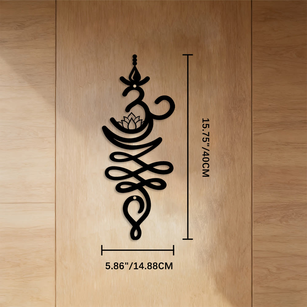 FuAttract Serenity Purity & Wisdom Om Lotus Metal Wall Decor Home Art Decor - Black - 5.86"*15.75"*0.04"/14.88*40*0.1cm - image 5