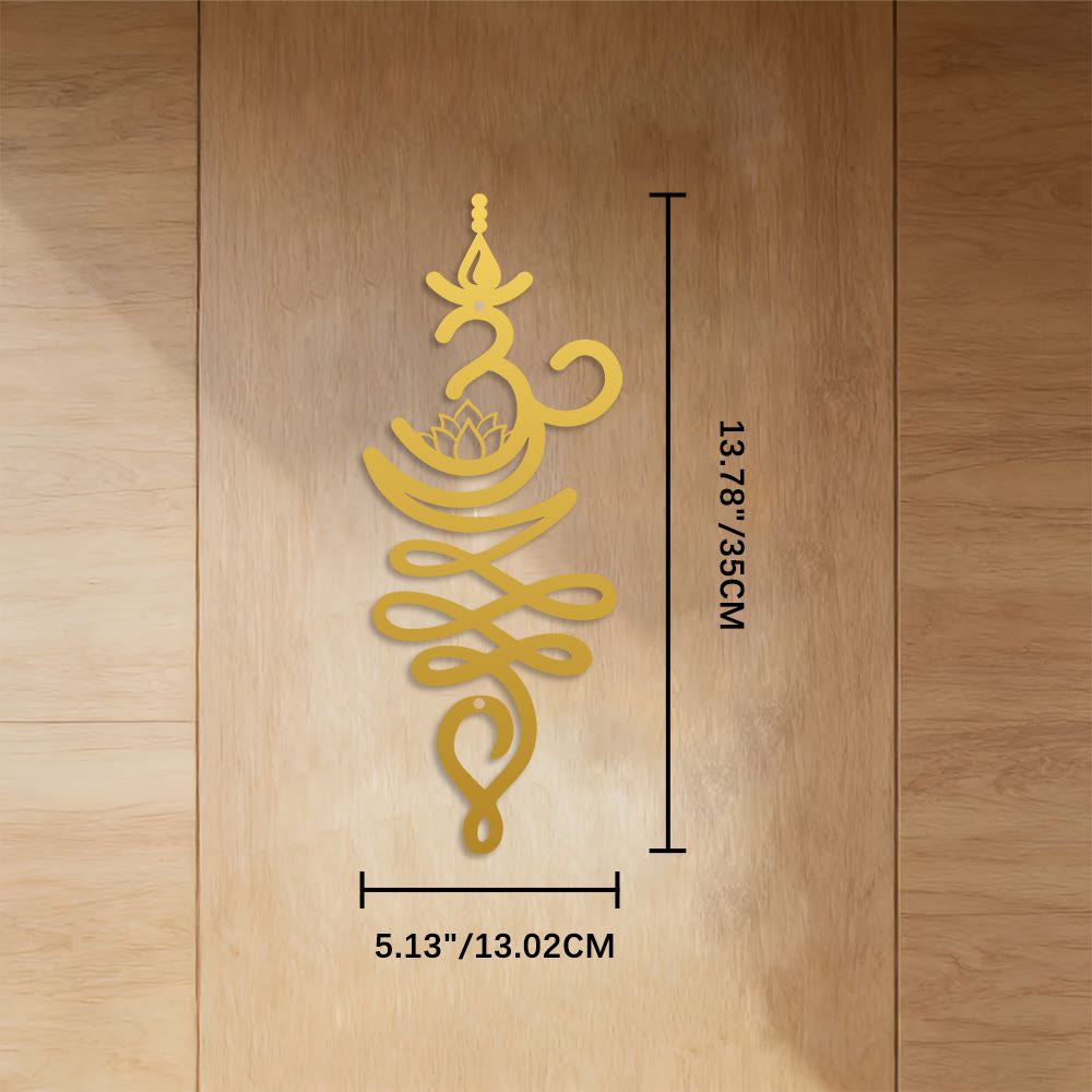 FuAttract Serenity Purity & Wisdom Om Lotus Metal Wall Decor Home Art Decor - Golden - 5.13"*13.78"*0.04"/13.02*35*0.1cm - image 17