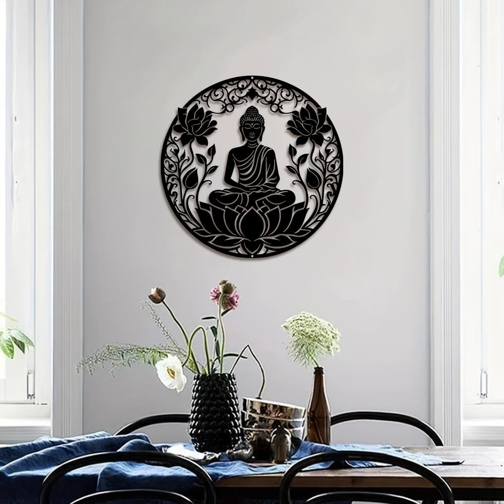 FuAttract Wisdom Serenity & Focus Buddha Lotus Meditation Metal Wall Decor Home Art Decor - image 7