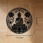 FuAttract Wisdom Serenity & Focus Buddha Lotus Meditation Metal Wall Decor Home Art Decor - Black - 7.87"*7.87"*0.04"/20*20*0.1cm - image 2