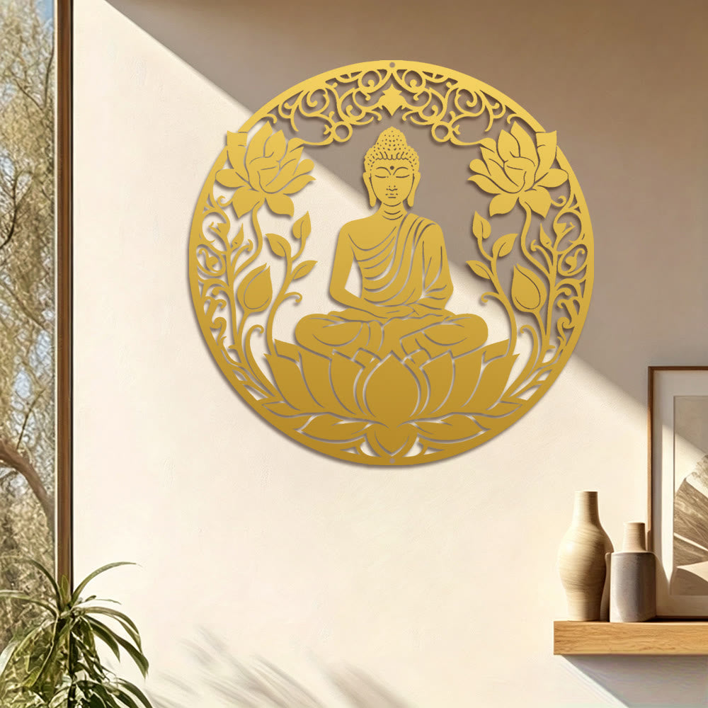 FuAttract Wisdom Serenity & Focus Buddha Lotus Meditation Metal Wall Decor Home Art Decor - image 17