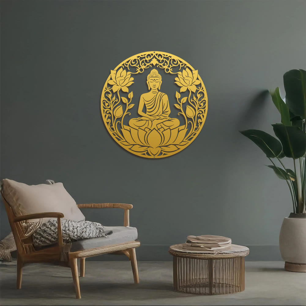 FuAttract Wisdom Serenity & Focus Buddha Lotus Meditation Metal Wall Decor Home Art Decor - image 18