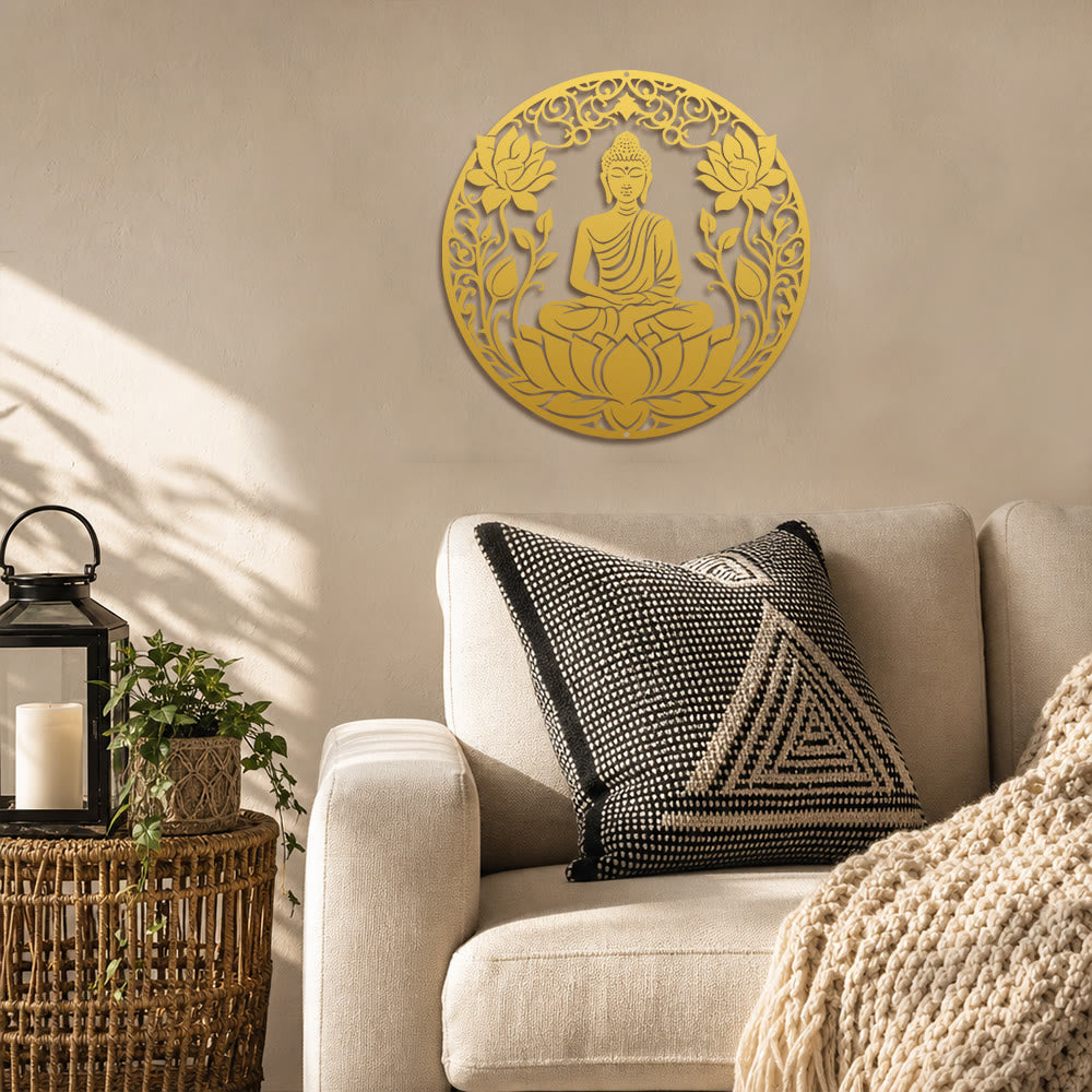 FuAttract Wisdom Serenity & Focus Buddha Lotus Meditation Metal Wall Decor Home Art Decor - image 11
