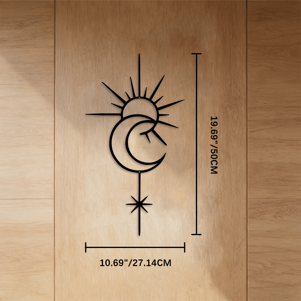 FuAttract Guidance Harmony & Energy Sun & Moon North Star Metal Wall Decor Home Art Decor - Black - 10.69"*19.69"*0.05"/27.14*50*0.12cm - image 7