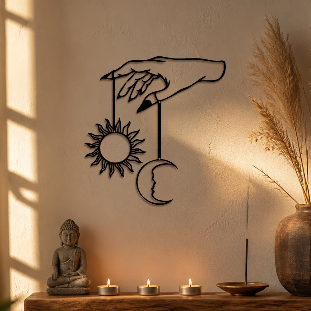 FuAttract Serenity & Universal Energy Sun & Moon Metal Wall Decor Home Art Decor - image 2