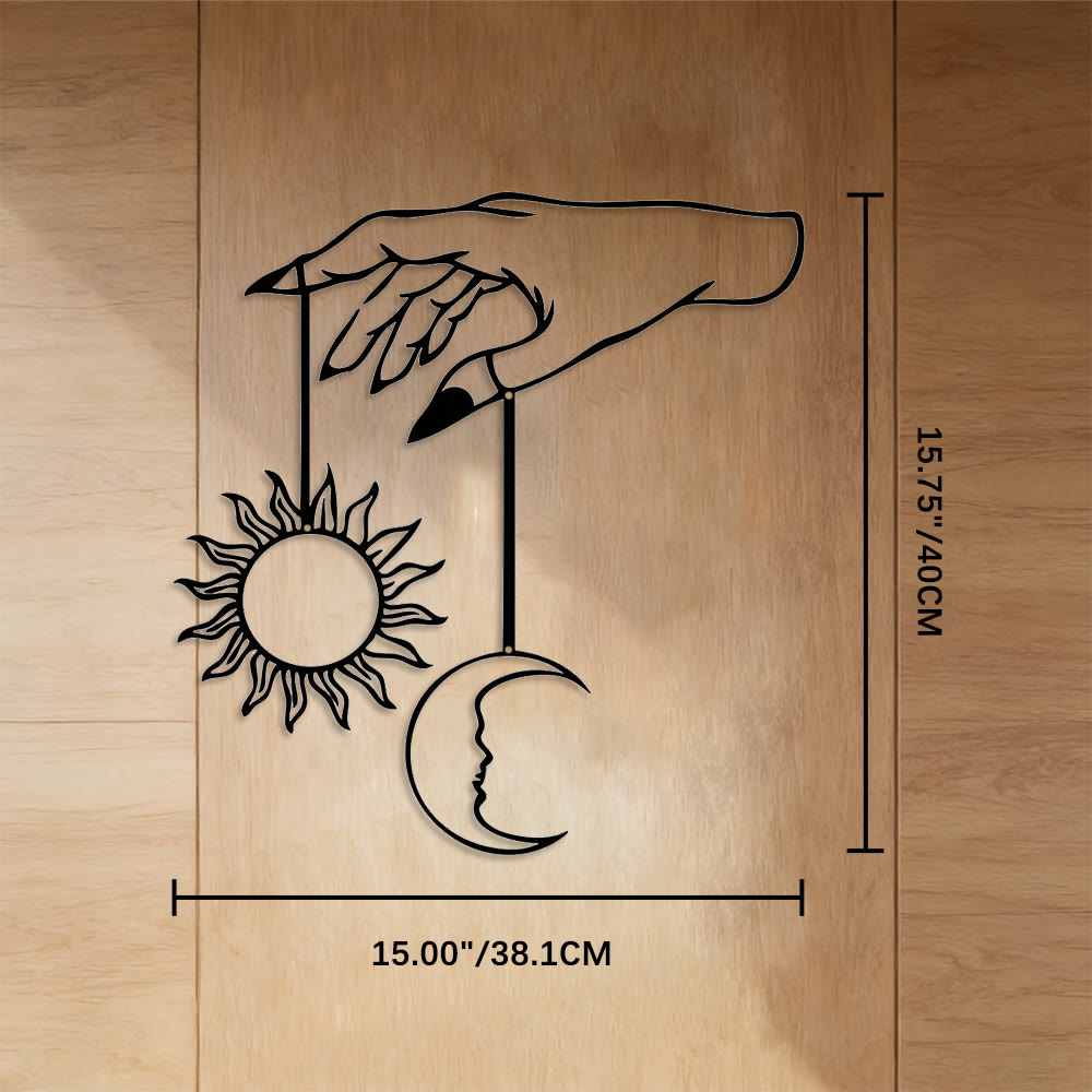 FuAttract Serenity & Universal Energy Sun & Moon Metal Wall Decor Home Art Decor - Black - 15.00"*15.75"*0.04"/38.1*40*0.1cm - image 10