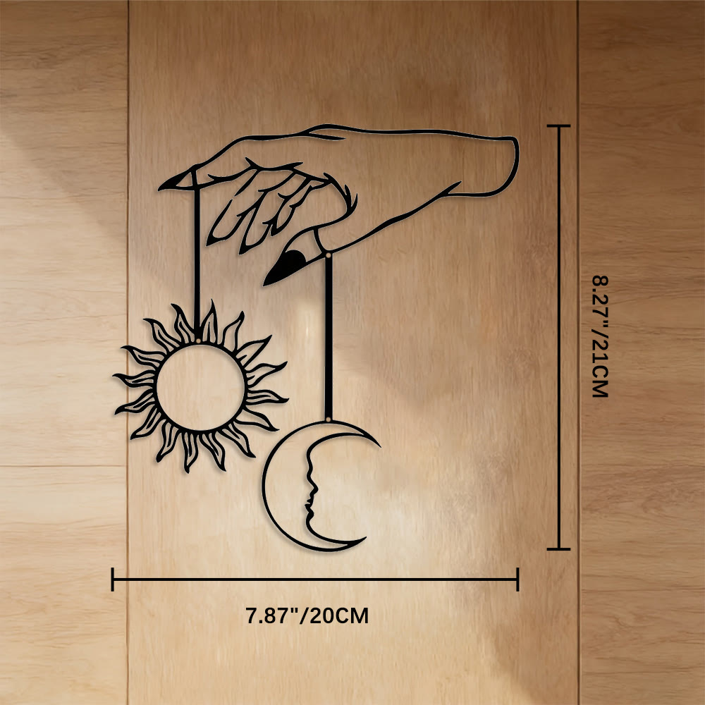 FuAttract Serenity & Universal Energy Sun & Moon Metal Wall Decor Home Art Decor - Black - 7.87"*8.27"*0.04"/20*21*0.1cm - image 6